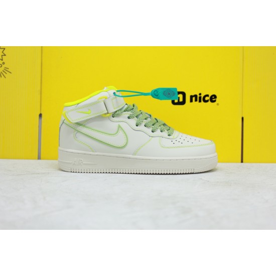 Nike Air Force 1 '07 Mid LV8 3M Green Yellow Mens Sneakers AA1118-012