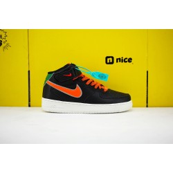 Nike Air Force 1 Mid 07 3M Unisex Sneakers Black Orange White CJ6106 105