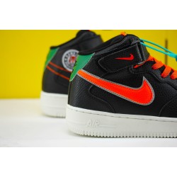 Nike Air Force 1 Mid 07 3M Unisex Sneakers Black Orange White CJ6106 105