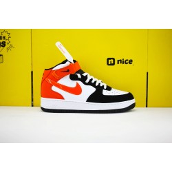 Nike Air Force 1 Mid Black White Orange 554724 058 Unisex AF1 Running Shoes