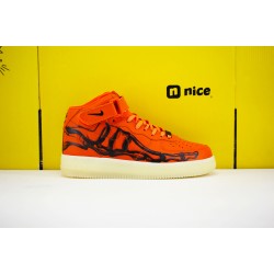 Nike Air Force 1 Mid Black White Orange CU8067-801 Unisex AF1 Running Shoes