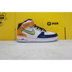 Nike Air Force 1 Mid What The LA Unisex Sneakers White Orange Green Black CT1117-100