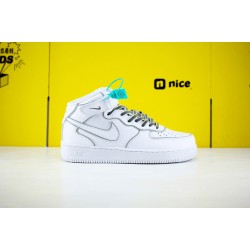 Nike Air Force 1 Mid White Black 369733 809 Unisex Running Shoes