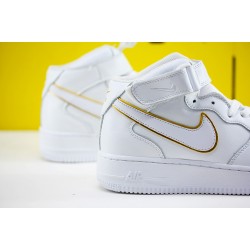 Nike Air Force 1 Mid White Gold AO2132-109 Unisex AF1 Running Shoes