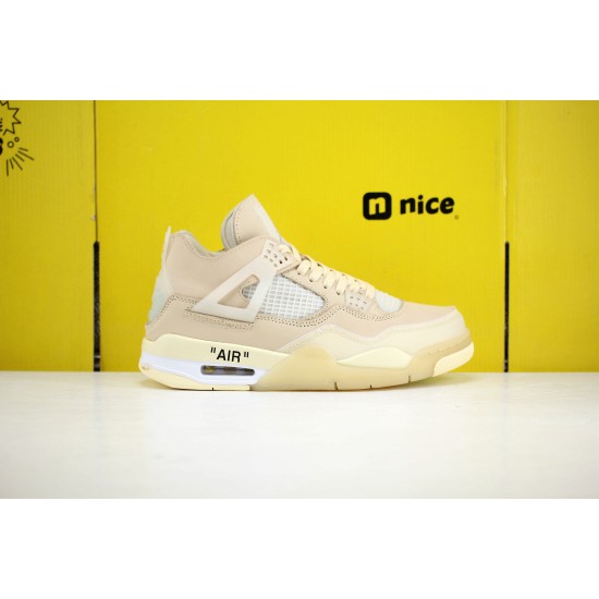 Air Jordan 4 Retro Off-White Sail CV9388-100 AJ4 Unisex Jordan Sneakers