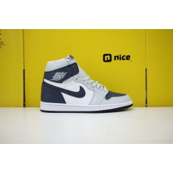 Nike Air Jordan 1 AJ1 Unisex Basketball Shoes White Dark Blue CW8576-100