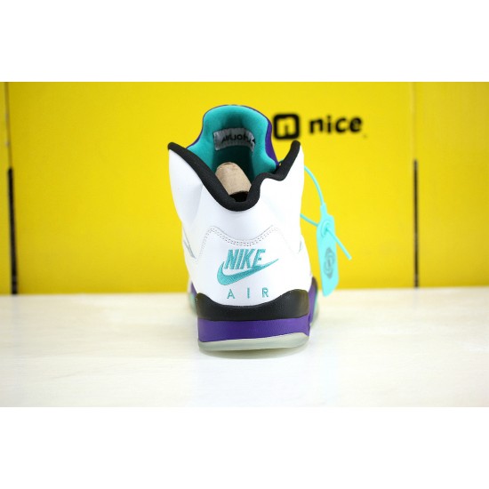 Nike Air Jordan 5 AJ5 Unisex Basketball Shoes White Purple Green AV3919-135