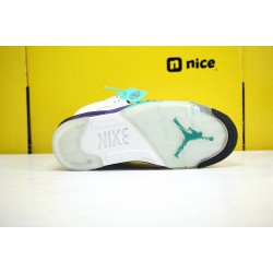 Nike Air Jordan 5 AJ5 Unisex Basketball Shoes White Purple Green AV3919-135