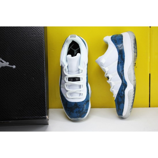 Nike Air Jordan 11 AJ11 Low Mens Basketball Shoes White Snake Skin Blue CD6846 102