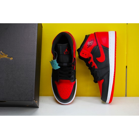 Air Jordan 1 Mid Banned 2020 554725 074 AJ1 Unisex Jordan Sneakers