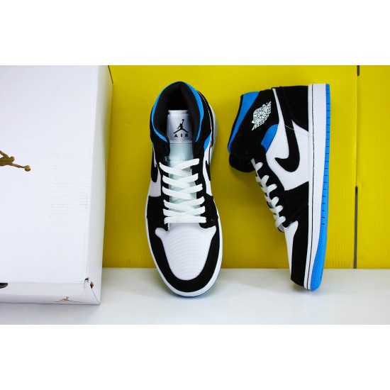 Air Jordan 1 Mid Black White Blue BQ6472-102 AJ1 Unisex Jordan Sneakers