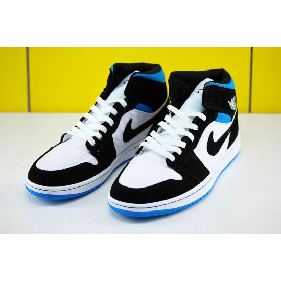 Air Jordan 1 Mid Black White Blue BQ6472-102 AJ1 Unisex Jordan Sneakers