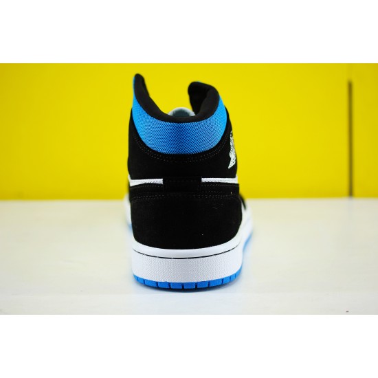 Air Jordan 1 Mid Black White Blue BQ6472-102 AJ1 Unisex Jordan Sneakers