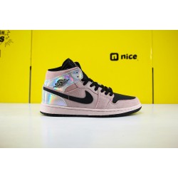 Air Jordan 1 Mid Dirty Powder Iridescent BQ6472-602 AJ1 Unisex Jordan Sneakers