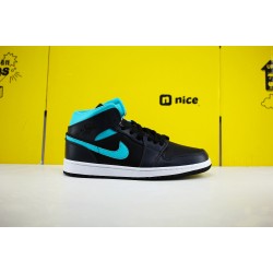 Air Jordan 1 Mid Grey Aqua 554724-063 AJ1 Unisex Jordan Sneakers