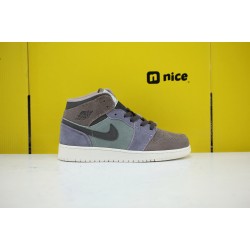 Air Jordan 1 Mid Grey Brown Purple 852542-203 AJ1 Unisex Jordan Sneakers