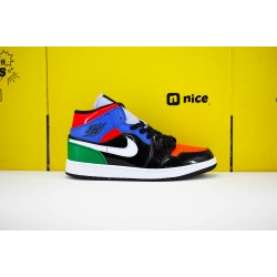 Air Jordan 1 Mid Multi Patent CV5276 001 AJ1 Unisex Jordan Sneakers