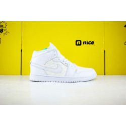 Air Jordan 1 Mid Quilted White DB6078-100 AJ1 Unisex Jordan Sneakers