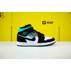 Air Jordan 1 Mid South Beach Black White Blue BQ6931-116 AJ1 Unisex Jordan Sneakers