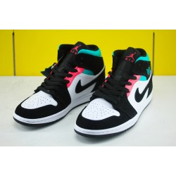 Air Jordan 1 Mid South Beach Black White Blue BQ6931-116 AJ1 Unisex Jordan Sneakers