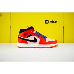 Air Jordan 1 Mid Team Orange Black 852542 800 AJ1 Unisex Jordan Sneakers