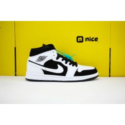 Air Jordan 1 Mid White Black 554724 113 AJ1 Unisex Jordan Sneakers