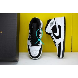 Air Jordan 1 Mid White Black 554724 113 AJ1 Unisex Jordan Sneakers