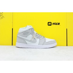 Air Jordan 1 Mid White Silver CU2804-666 AJ1 Unisex Jordan Sneakers