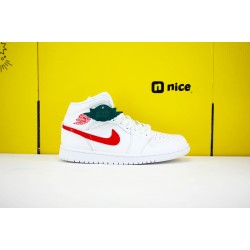 Air Jordan 1 Mid White University Red BQ6472-106 AJ1 Unisex Jordan Sneakers