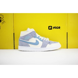 Jordan 1 Mid Mixed Textures Blue DA4666-100 AJ1 Unisex Jordan Sneakers