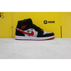 Nike AIR JORDAN 1 MID AJ1 Mens Basketball Shoes Black Grey Red 852542-061 