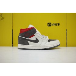 Nike Air Jordan 1 MID AJ1 Unisex Basketball Shoes Cream Grey Black CT3443 100