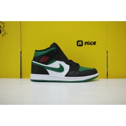 Nike Air Jordan 1 MID AJ1 Unisex Basketball Shoes Green White Black 554724-067 