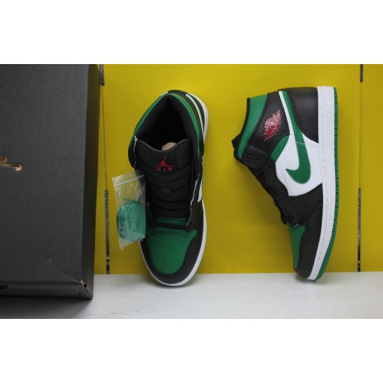 Nike Air Jordan 1 MID AJ1 Unisex Basketball Shoes Green White Black 554724-067 