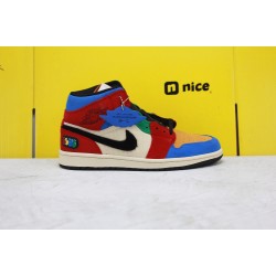 Nike Air Jordan 1 MID AJ1 Unisex Basketball Shoes Orange Blue Red CU2802 100