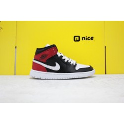 Nike Air Jordan 1 MID AJ1 Unisex Basketball Shoes Red White Black BQ6472-016