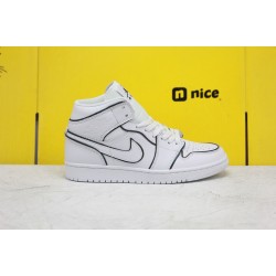 Nike Air Jordan 1 MID AJ1 Unisex Basketball Shoes White Black CK6587-100