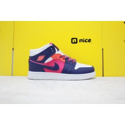 Nike Air Jordan 1 Mid GS Fire Pink Womens Basketball Shoes Pink Purple White 555112-602