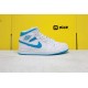 Nike Air Jordan 1 Mid UNC Unisex Basketball Shoes White Blue BQ6472-114