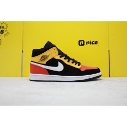 Nike Air Jordan 1 Mid Unisex Basketball Shoes Black Yellow Orange 852542 087