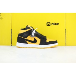 Nike Air Jordan 1 Mid Unisex Basketball Shoes Yellow Black CD6759-007  