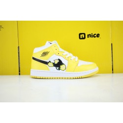 Nike Air Jordan 1 Mid White Yellow Unisex Basketball Shoes AV5174-700