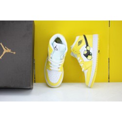 Nike Air Jordan 1 Mid White Yellow Unisex Basketball Shoes AV5174-700