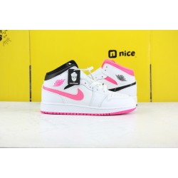 Nike Air Jordan 1 Mid Womens Basketball Shoes White Pink 555112-106