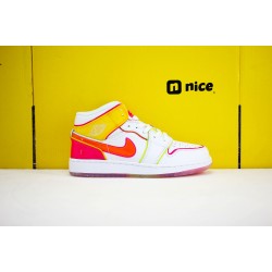 Nike Air Jordan 1 Mid Womens Basketball Shoes White Red Orange CV4611-100