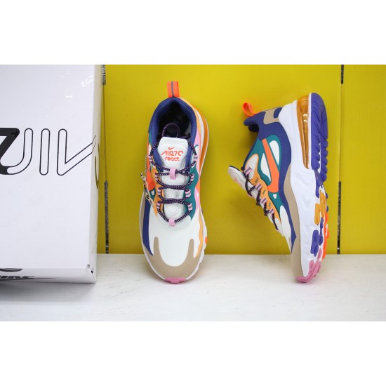 Nike Air Max 270 React Mens Sneakers White Beige Blue Orange CU3014 181