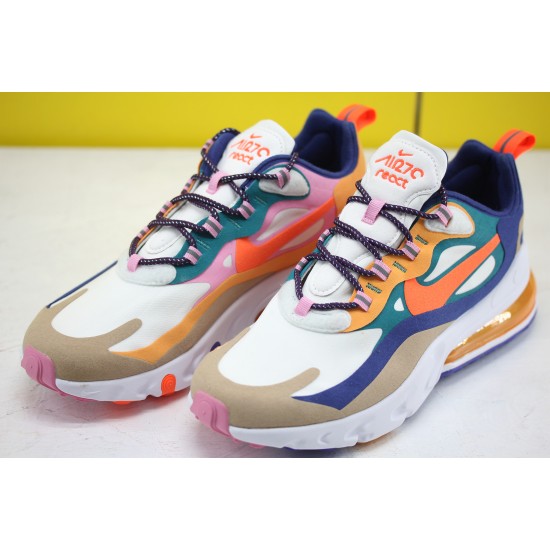 Nike Air Max 270 React Mens Sneakers White Beige Blue Orange CU3014 181