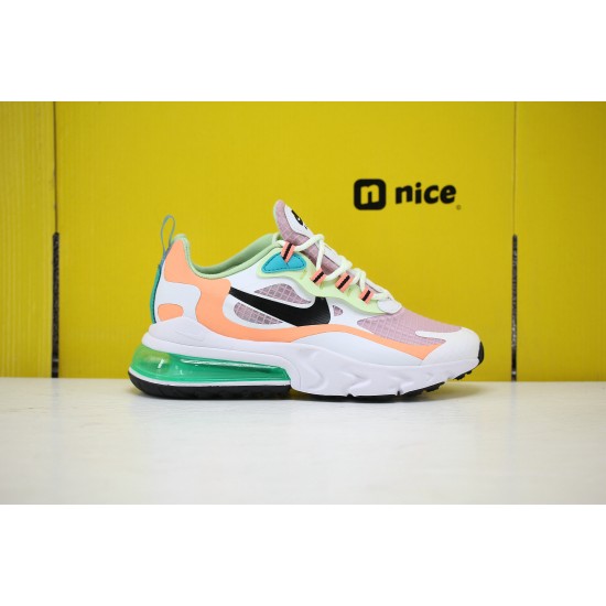 Nike Air Max 270 React Womens Sneakers White Pink Green Black CJ0620 600