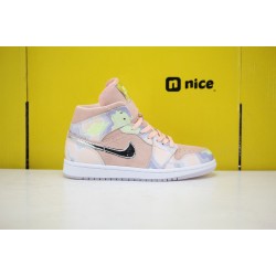 Nike Air Jordan 1 Mid Pink Multi Color Basketball Shoes CW6008 600 AJ1 Womens Sneakers